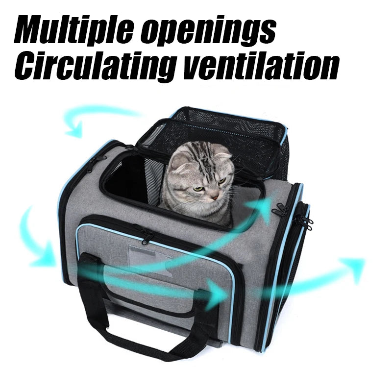 1PC Expandable Pet Carrier Bag Portable Shoulder Bag Car Carrier Travel Dog Cat Backpack Retractable Mesh Window Pet Bag