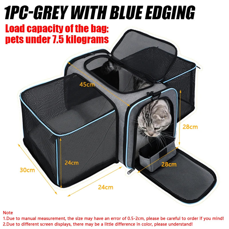 1PC Expandable Pet Carrier Bag Portable Shoulder Bag Car Carrier Travel Dog Cat Backpack Retractable Mesh Window Pet Bag