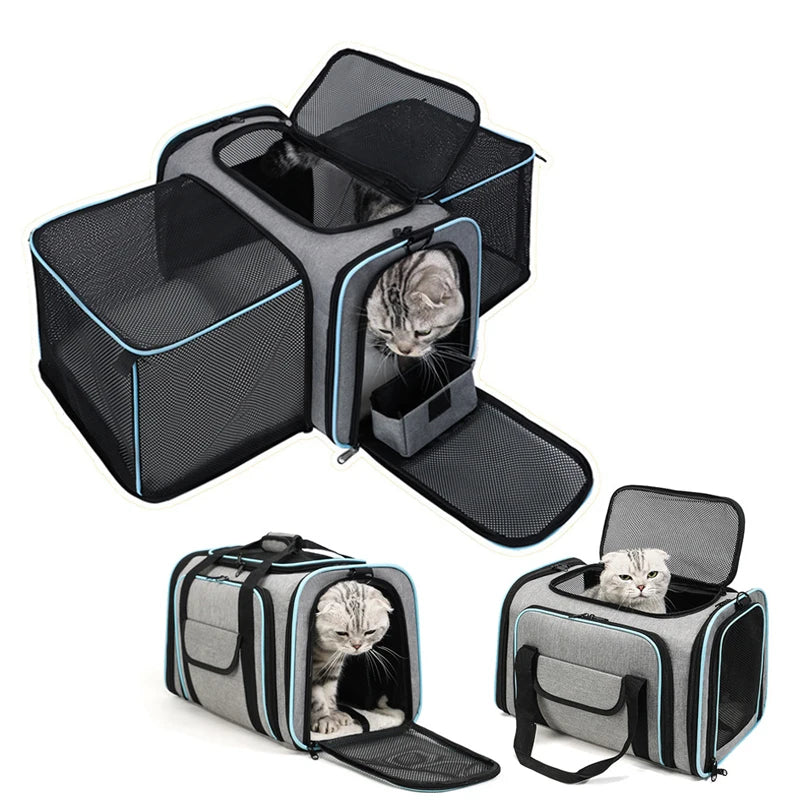 1PC Expandable Pet Carrier Bag Portable Shoulder Bag Car Carrier Travel Dog Cat Backpack Retractable Mesh Window Pet Bag