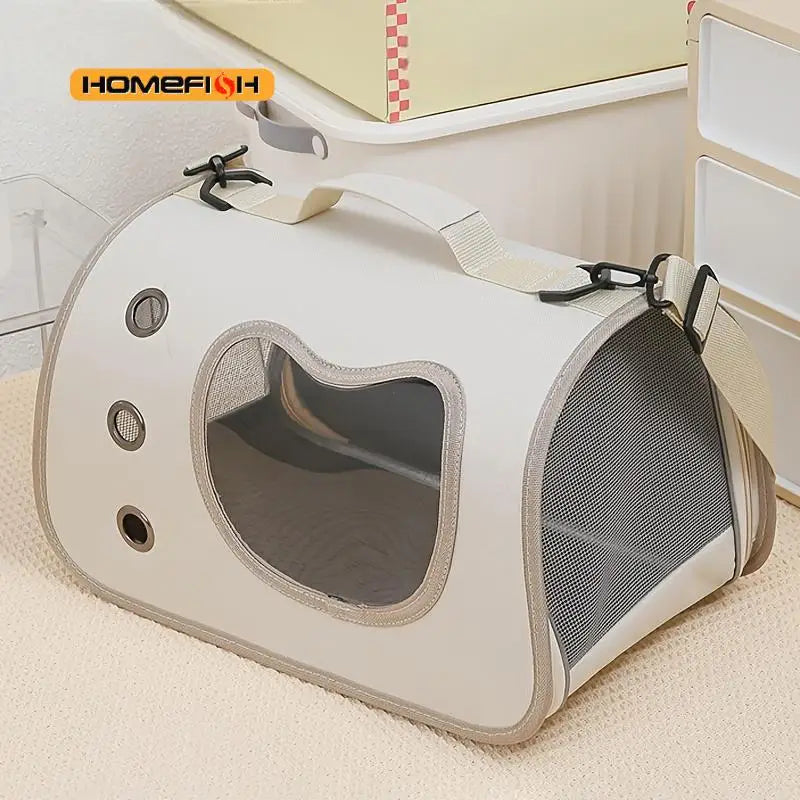 HOMEFISH Portable Pet Carrier Bag for Small Dogs Cats Outdoor Foldable Cat Bag Breathable Cat Shoulder Bag Kitten Carrying Bag
