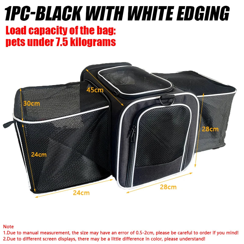1PC Expandable Pet Carrier Bag Portable Shoulder Bag Car Carrier Travel Dog Cat Backpack Retractable Mesh Window Pet Bag