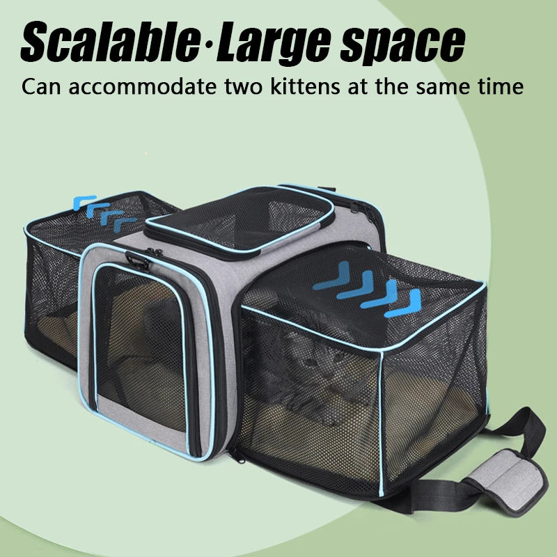 1PC Expandable Pet Carrier Bag Portable Shoulder Bag Car Carrier Travel Dog Cat Backpack Retractable Mesh Window Pet Bag