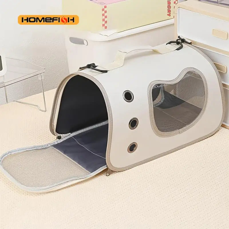 HOMEFISH Portable Pet Carrier Bag for Small Dogs Cats Outdoor Foldable Cat Bag Breathable Cat Shoulder Bag Kitten Carrying Bag