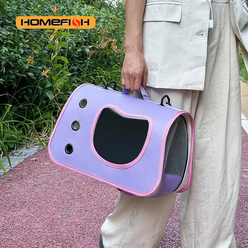 HOMEFISH Portable Pet Carrier Bag for Small Dogs Cats Outdoor Foldable Cat Bag Breathable Cat Shoulder Bag Kitten Carrying Bag