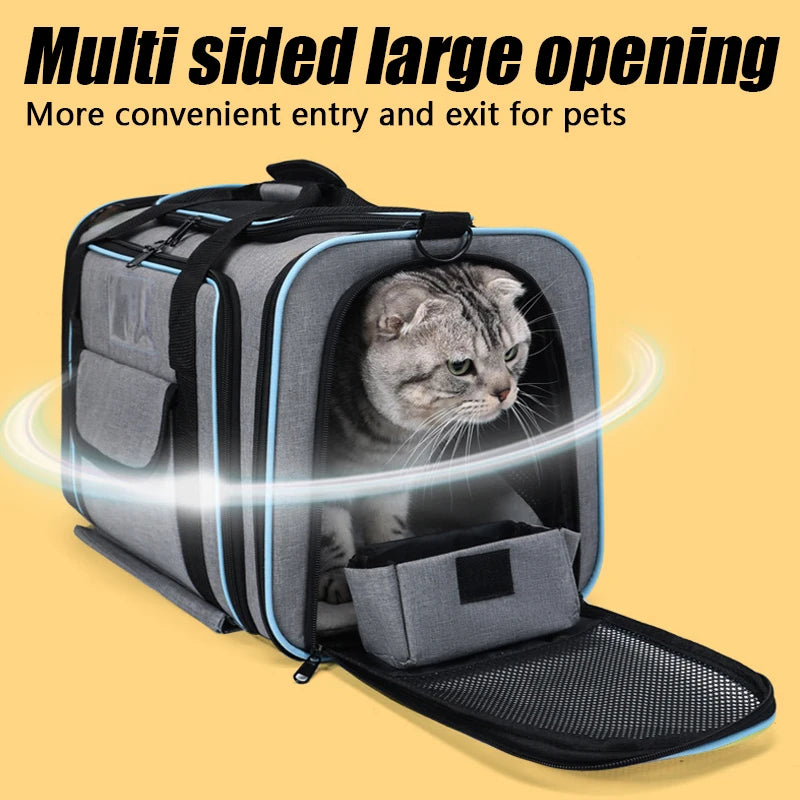 1PC Expandable Pet Carrier Bag Portable Shoulder Bag Car Carrier Travel Dog Cat Backpack Retractable Mesh Window Pet Bag